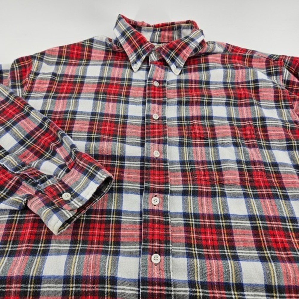 LL Bean Scotch Plaid Flannel Shirt Mens XL Button Down Long Sleeve Red Cotton